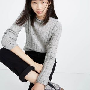 Madewell Evercrest Mock Neck Ribbed Sweater Grey M